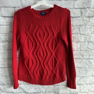 PREOWNED LANDS END DRIFTER KNITTED RED SWEATER WOMENS MEDIUM M
